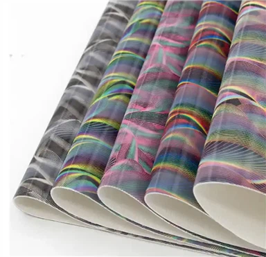 3D TPU Film Laminated Rexine Printed Pu Npuag Tawv Rau Hnab