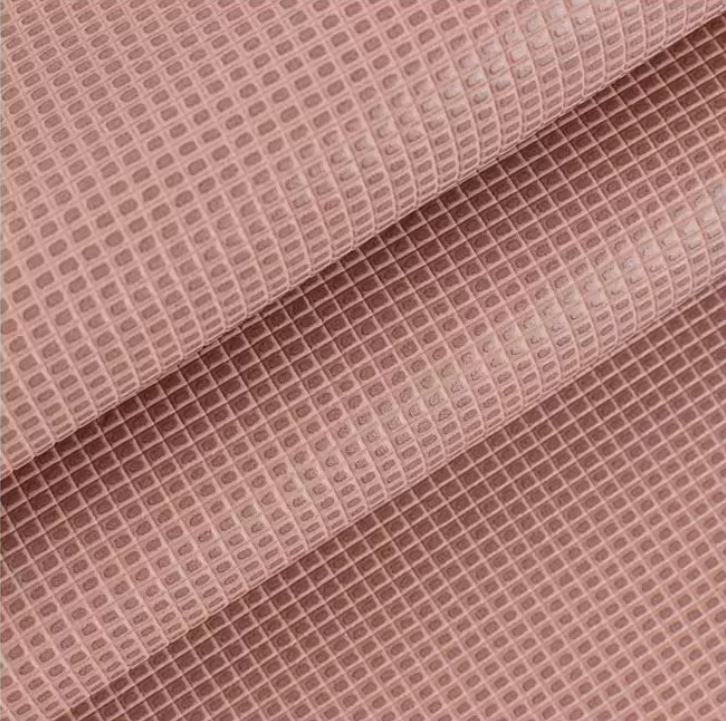 Waterproof Dimensional 1.2 mm Embossing Textured Knitted Backing Rexine PU Faux Synthetic Leather For Bag Making Luggage Belts